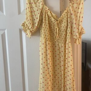 Faithfull the Brand Yellow Floral Mini Dress